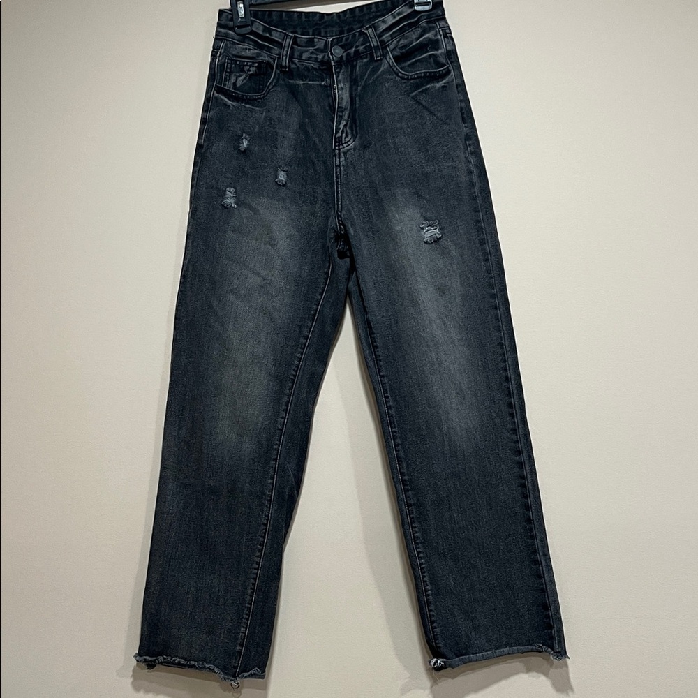 Distressed Black Denim Jeans
